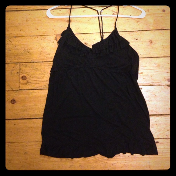 Ruffle black tank