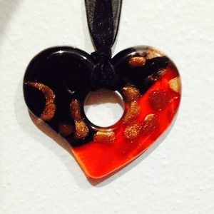 Heart shaped ceramic necklace