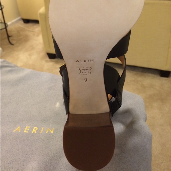 New Black Leather AERIN Mcelroy Sandals - Picture 4 of 4