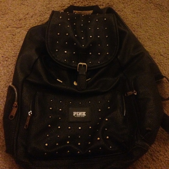 Cute black leather PINK backpack. - Picture 2 of 4