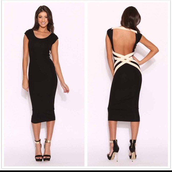Black dress with white straps