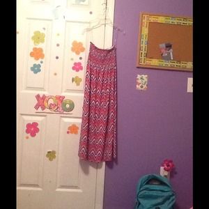 Maxi skirt or dress multi-colored and zig zag