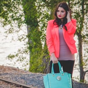 Cute button up neon pink blazer