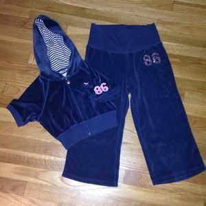 Victoria Secret cropped hoodie set.