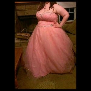 Pink sequined/jeweled Plus Sized Prom Dress