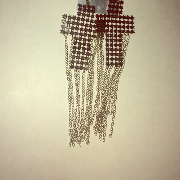 Dangling Cross Chandelier Earrings