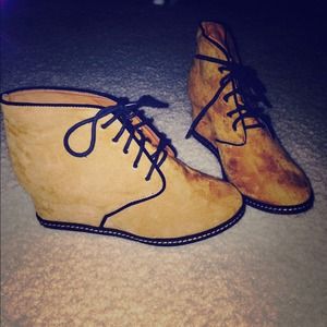 Faux swede wedges