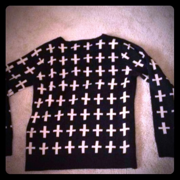 Black and off white cross sweater!