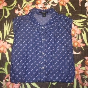 Sleeveless Anchor Collar Shirt