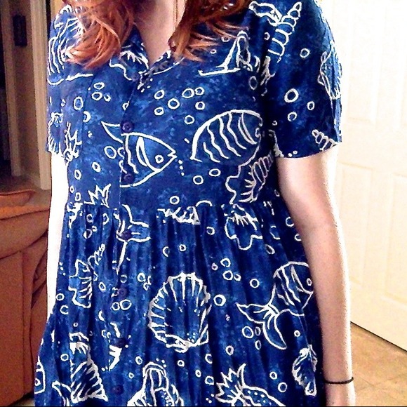 Vintage loose & free boho shell print dress. - Picture 4 of 4