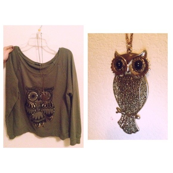 Owl shirt & owl necklace (combo)
