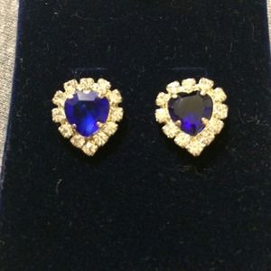 Blue Swarovski Crystal heart earrings