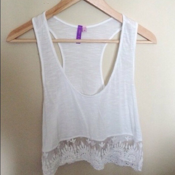 LF white crop tank top