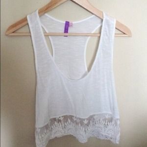 LF white crop tank top