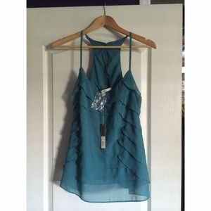 Lauren Conrad Aqua Chiffon Blouse