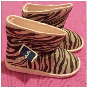 Pink and brown boots