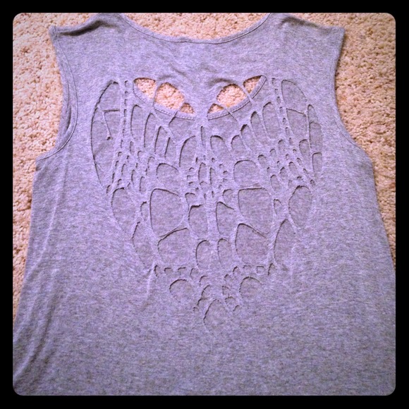 Grey Heart Cut Out Top