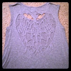 Grey Heart Cut Out Top