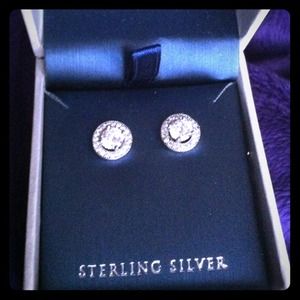 Contessa Di Capri Sterling silver Halo Studs
