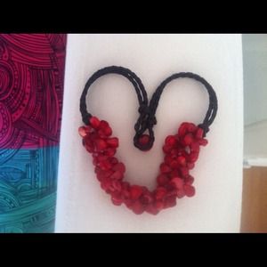 Red Beaded necklace .