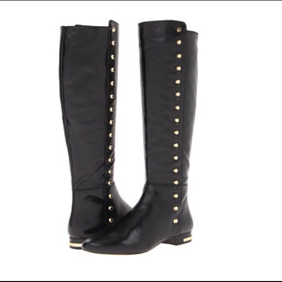 SOLD!!!!! Michael Kors Ridding gold sudded boots.