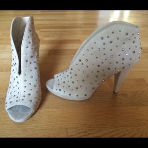 INC Suede Rhinestoned Heels