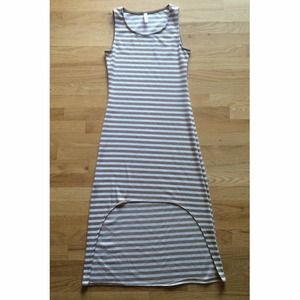 Striped Body Con High-Low Dress