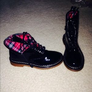 Black, shiny combat boots!