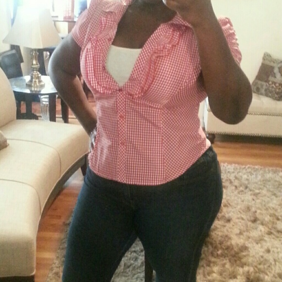 Red/White Ruffle Blouse - Picture 2 of 3