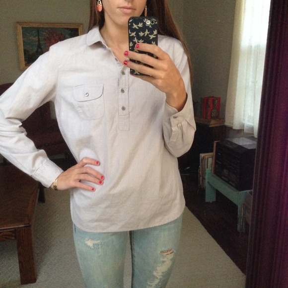 🚫🚫SOLD🚫🚫J. Crew linen half-button popover - Picture 3 of 4