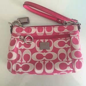 Coach Poppy pink Wristlet