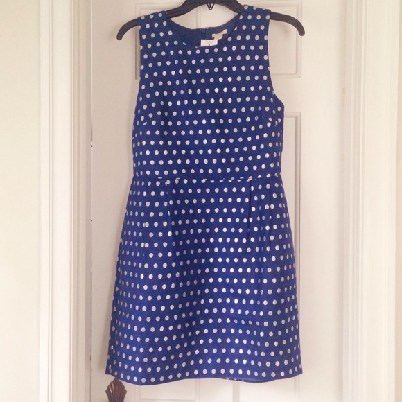 NWT J Crew Blue Metallic Dot Shift