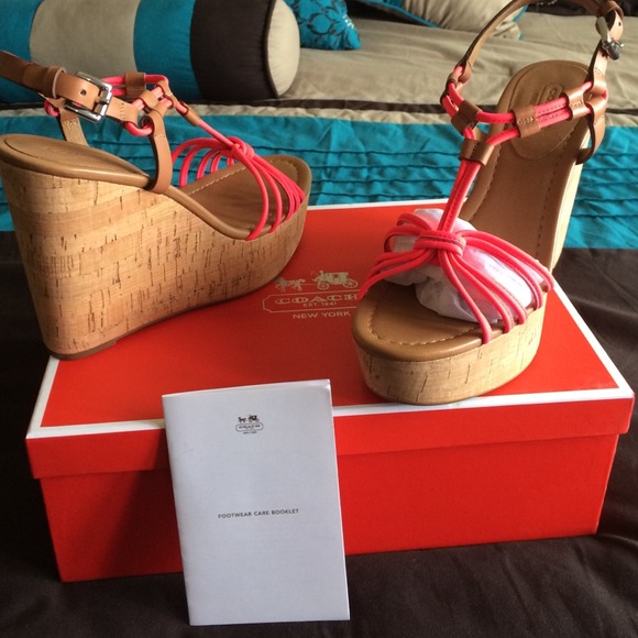 Hot pink Coach Wedges