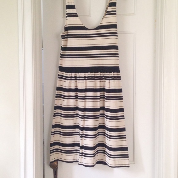 NWT J Crew Navy Stripe Cotton Dress