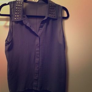 Chiffon tank top with collar