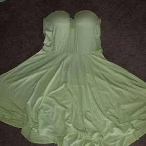 Flowy High Low Push Up Strapless Dress Built in Bra