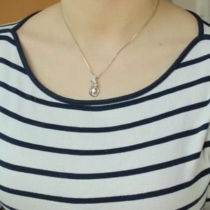 Fashion sterling silver necklace cubic zirconia