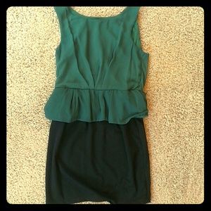 Green and black retro dress