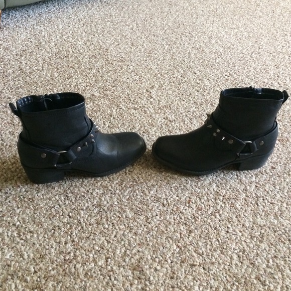 Spiked black ankle boots
