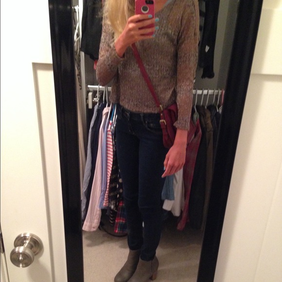 Metallic Brown Crop Sweater