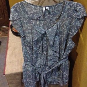 Grey Floral Print Top