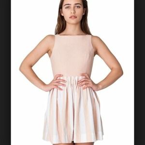 Peach - Stripe Chambray Dress