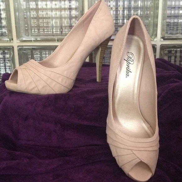 Nude peep toe heels