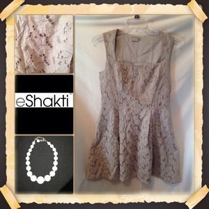 Tan embroidered lace eShakti dress NEW