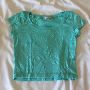 teal cropped top