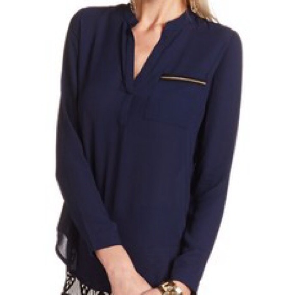 Dressy Hi-Lo Navy Top