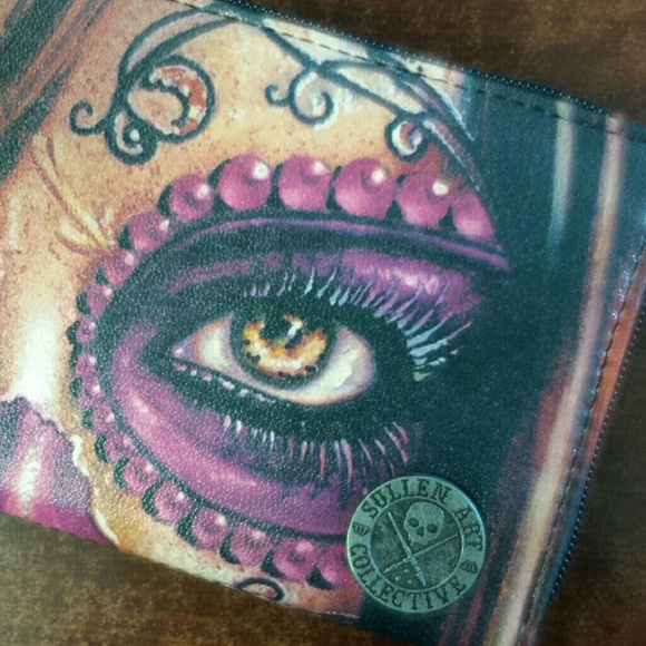 Tattoo style "day of the dead girl" wallet, clutch