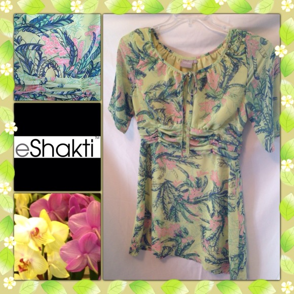 Yellow floral eShakti print dress NEW