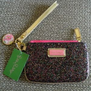 Lilly Pulitzer Glitter Black Wristlet Bag