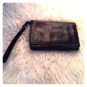Blk hobo wristlet. Real HOBO blk leather